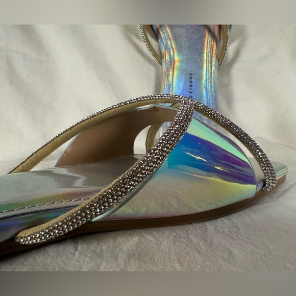 Fashion To Figure Sylvie Silver Holographic Iridescent Rhinestone Sandals 7 - Picture 13 of 16
